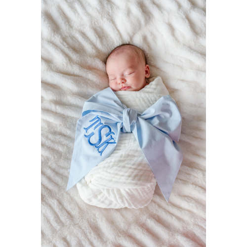 Personalized Newborn Bow Sash in Light Dusty Blue | Caden Lane