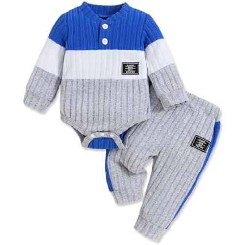 Newborn Baby Boy Clothes Boy Outfit Infant Romper Winter Fall Long Sleeves Pants Set Hat 3PC