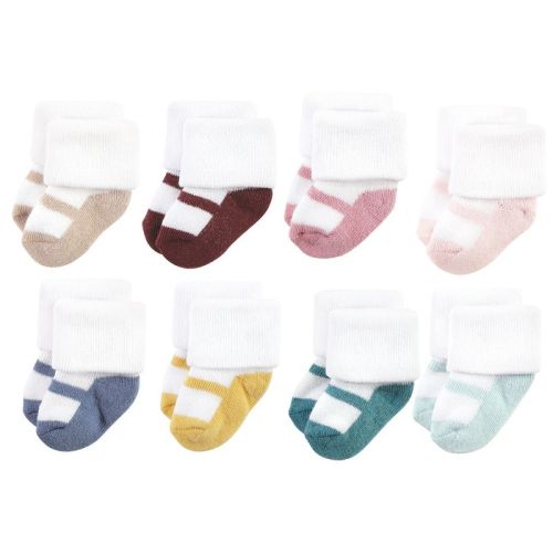 Hudson Baby Basics Infant Baby Cozy Terry Socks 8-Pack, Gentle Blush, 0-6 Months