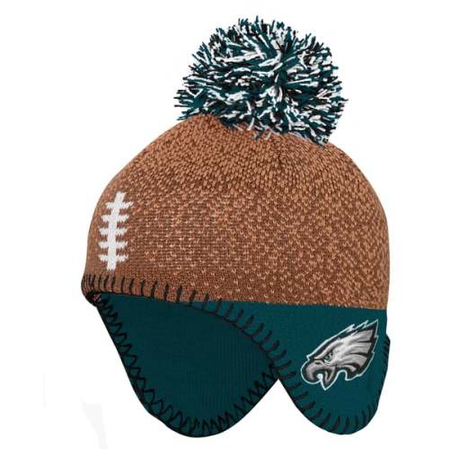 Infant Outerstuff Brown Philadelphia Eagles Football Head Knit Hat with Pom