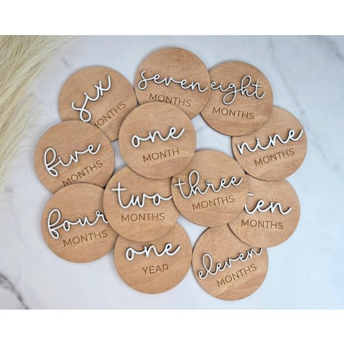 Personalized Wooden Baby Milestone Discs | Monthly Baby Photo Props | Baby Shower Gift | Newborn Milestone Markers