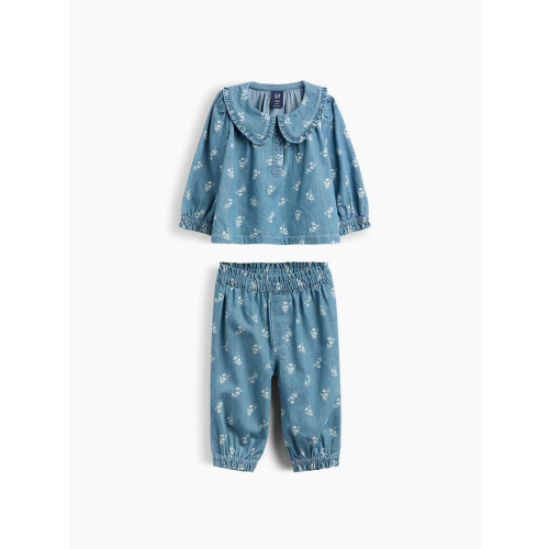 Baby Floral Denim Outfit Set