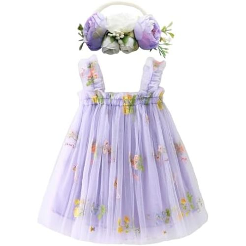 BGFKS Layered Tulle Tutu Dress for Toddler Girls,Baby Girl Rainbow Tutu Princess Skirt Set with Flower Headband.