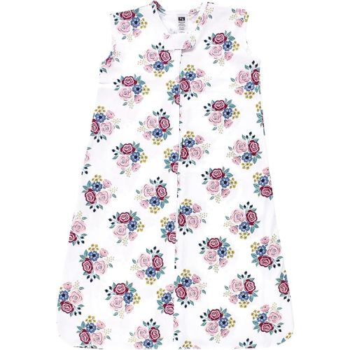 Hudson Baby Unisex Baby Cotton Sleeveless Wearable Sleeping Bag, Sack, Blanket, Blush Navy Floral, 0-6 Months