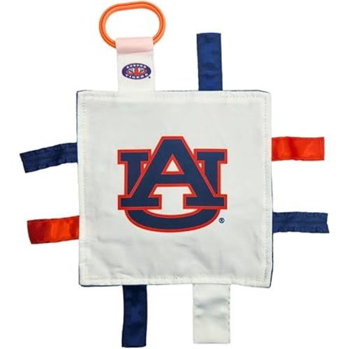 The Learning Lovey Auburn University Baby Tag Toy - College Football Basketball - Sensory Crinkle Toys - Soft & Safe - Ideal Stroller Toy - BPA Free w/Stroller Clip