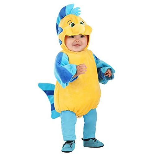Disney The Little Mermaid Flounder Infant Costume, for Halloween, Cosplay, Ocean Beach Theme Party & Dress Up