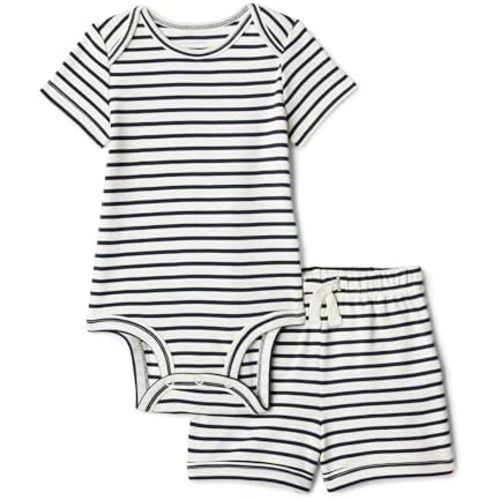 Amazon Essentials Unisex Toddlers' Short Sleeve 100% Cotton Bodysuit and Short Set