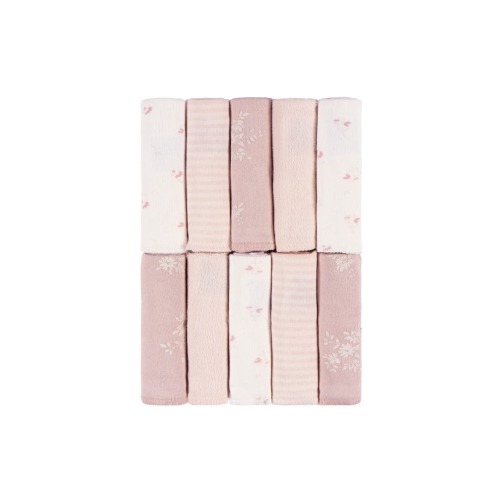 French Terry Washcloths Set, Pinks, One Size