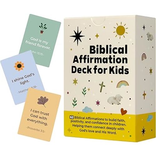 Biblical Affirmation Deck for Kids, 62 Bible Affirmation Cards for Kids, Biblical Truth Cards, Identity in Christ, Christian Easter Basket Stuffer for Children