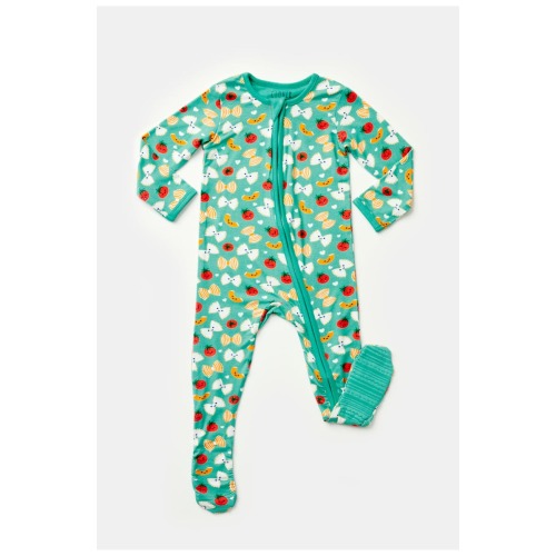 Soft & Stretchy Zipper Footie - Pasta Night, 6-12M