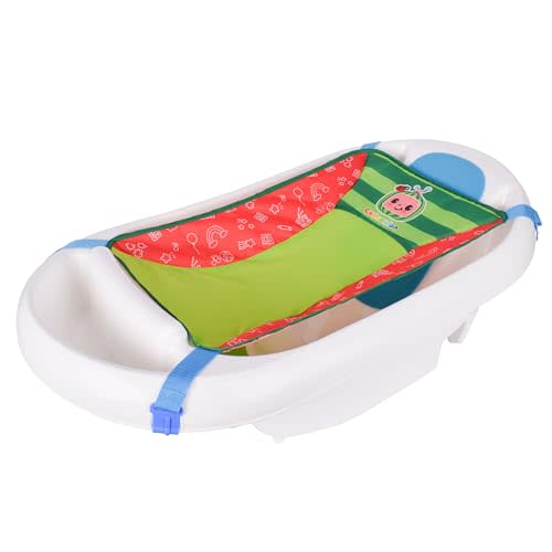 Cocomelon Baby 3-in-1 Sling and Seat Bath Tub with Removable Infant Support, Convertible Baby to Toddler Bath Tub with Seat, Baby Shower Gift, Ages 0-24 Months