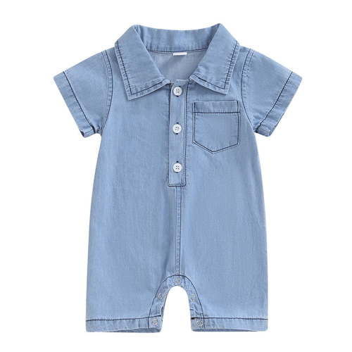 Summer Savings Clearance 2025! THDHVS Newborn Onesies Boy,Newborn Baby Boy Clothes,Boys' Jumpsuit Summer Clothes Outdoor Clothes Boys Lapel Short Sleeve Rompers Blue 0-3 Months