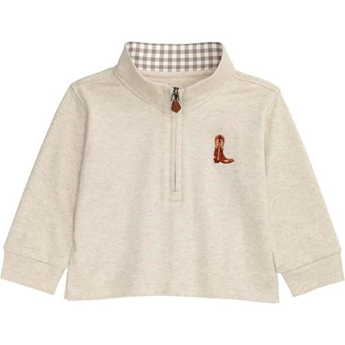 Mud Pie Toddler Boy Boot Quarter Zip Pullover