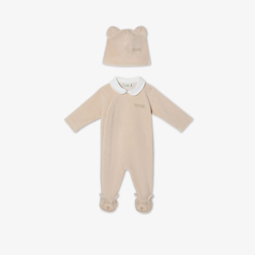 Baby set Beige chenille teddy bear baby set