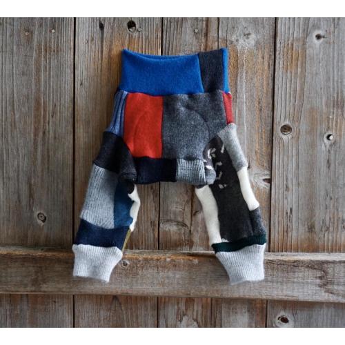 Upcycled Cashmere Baby Longies: Patchwork Wool Diaper Cover (3-6 Months)