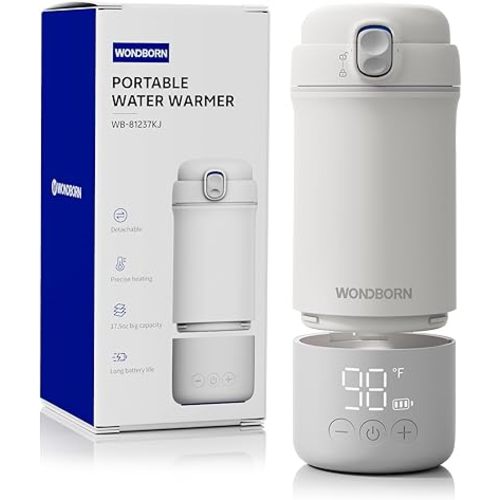 Portable Bottle Warmer for Travel - Instant Heating, Dishwasher Safe, 30W Fast Charge, Long Battery Life,1°F Precise Temp Control, 17 Oz Capacity, Baby Milk Warmer for Breastmilk & Formula