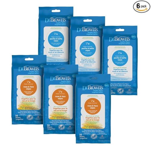Dr. Brown's Healthy Wipes for Baby, Nose/Face + Paci/Bottle, 210 Count