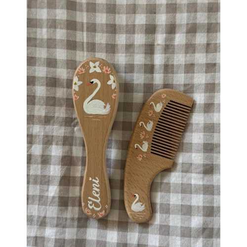 Baby Hairbrush + Comb, Hand-Painted, Birthday, Christmas, Baby Shower Gift
