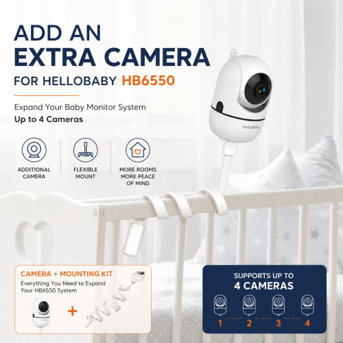 HelloBaby HB6550 Add-on Camera with Camera Mount, Extra Camera Bundle