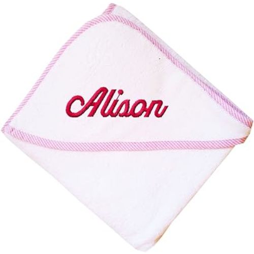 Custom Embroidered Personalized Cotton Soft White Girl Bath Baby Hooded Towel