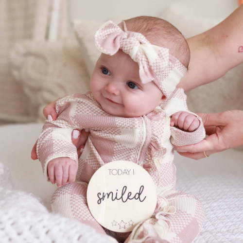 Big Check Bamboo Waffle Knit Large Bow Headwrap | Rosy