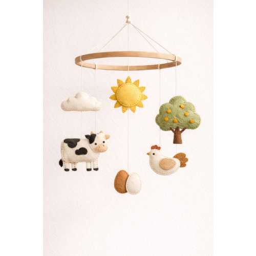 Felt Farm Baby Mobile - Cow & Chicken Theme