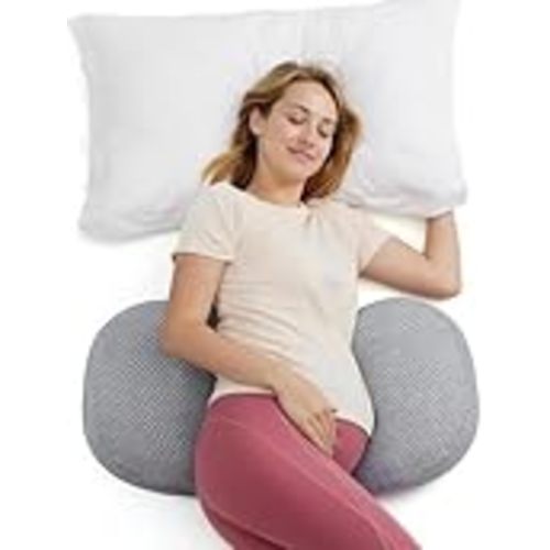 Momcozy Portable Pregnancy Pillow - Adjustable W Shaped Maternity Pillow | Wedge Pillow for Back, Belly and Hip Support for Pregnant Women, Space-saving Ideal for Traveling, Breathable Removable Cover