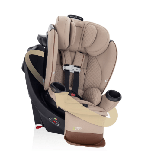 Evenflo Revolve360 Extend All-in-One Rotating Car Seat with Green & Gentle Fabric - Travertine Color