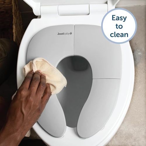 Jool Baby Folding Travel Potty Seat for Toddlers, Fits Round & Oval Toilets, Non-Slip Suction Cups, Includes Free Travel Bag (Grey) - 1 Count (Pack of 1) - Gray