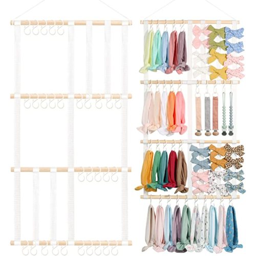 POVETIRE Headband Holder Hair Bows Organizer for Girls, Baby Headbands Hair Accessories Organizer Storage Wall Hanging Decor for Toddler Girls Room