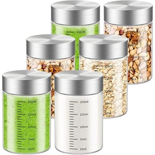 CWHHRN 8 Oz Glass Bottles with Lid, 6 Pack