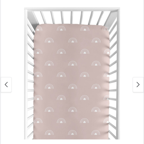 Mauve and White Boho Rainbow Collection Girl Fitted Crib Sheet - Pink Dusty Rose White Bohemian Celestial Sky Outdoors Nature