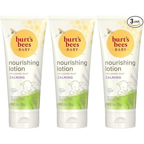 Burt's Bees Baby Lotion with Lavender, Calming and Nourishing Lotion, Pediatrician Tested, 99% Natural Origin, 6 Oz (Pack of 3)
