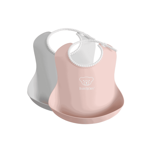 BabyBjorn Baby Bib 2-pack, Grey / Powder Pink