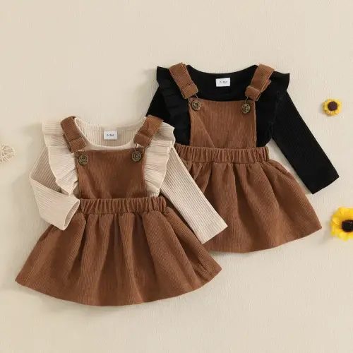 FOCUSNORM Newborn Infant Baby Girl Skirt Set Ruffle Long Sleeve - TikTok Shop