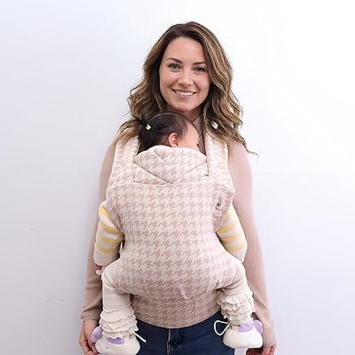 Baby Carrier for Newborns to Toddlers, Houndstooth Adjustable Soft Cotton Linen Carrier, 4-in -1 Lightweight Front and Back Ergonomic Baby Holder Carrier