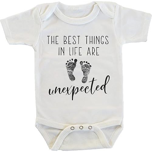 Witty and Bitty The Best Things in Life Are Unexpected Pregnancy Reveal Gift for Grandma Grandpa Grandparents Dad Husband Boyfriend Announcement Onesie/Bodysuit 0-3 months
