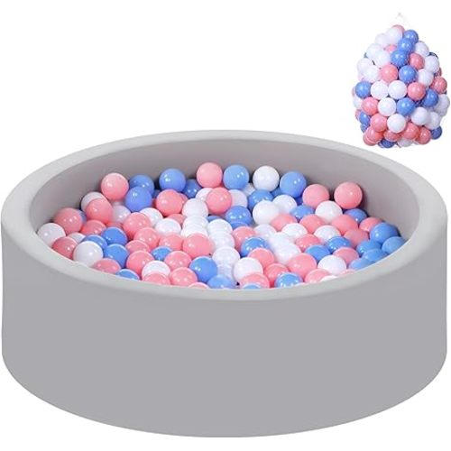 Foam Ball Pit for Toddlers with 100 Balls, Large Baby Ball Pit for Babies with Soft Memory Sponge, Indoor Outdoor Baby Playpen, Kids Play Ball Pool