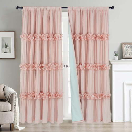 HIG Uptown Modern Peach Solid Print Rod Pocket Blackout Curtains, 54" x 84" (2 Panels)