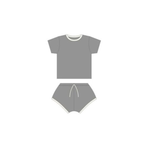 Quincy Mae - QM QM BKBC - Waffle Shortie Set || Lagoon - Gus and Ruby Letterpress 6-12mo