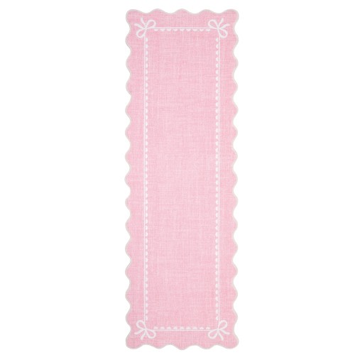 Garvee Scalloped Edge Area Rug Bow Bordered Pattern Rug Washable Rugs for Living Room Bedroom