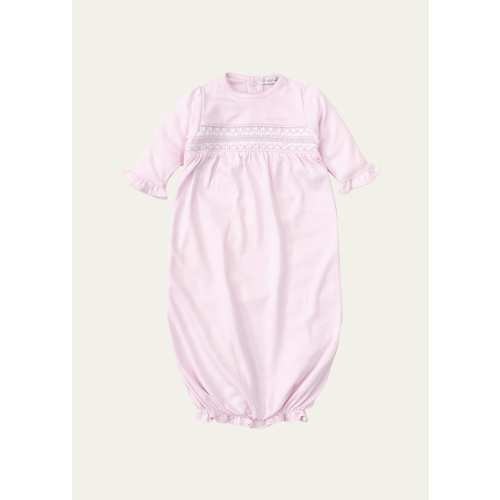 Girl's Hand-Smocked Ruffle Gown, Size Newborn