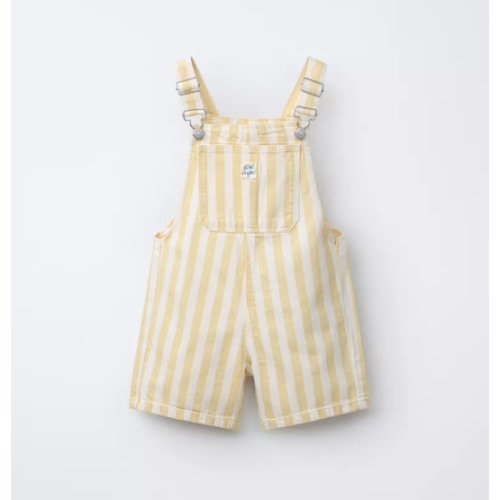 STRIPED TWILL OVERALL SHORTS - Ecru/Yellow | ZARA United States