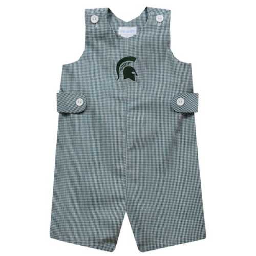Infant Vive La Fete Green Michigan State Spartans Gingham Jon Jon Romper