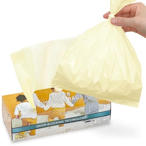 BOS Odor-Sealing Dirty Diaper Trash Bags - Scent & Smell Free - Cream Yellow - Medium (Pack of 1)
