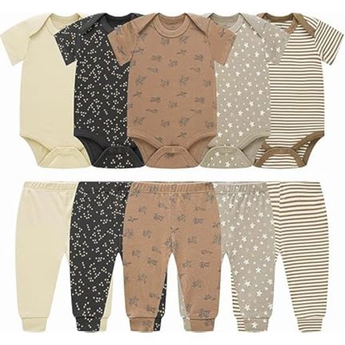 Baby Newborn 10-Piece Sets Cotton Bodysuits Pants Sets