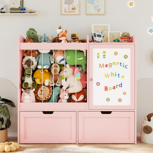 Isabelle & Max™ 37.4"h Toy Storage Organizer With Stuffed Animal Storage, Toy Organizer With Magnetic Whiteboard, 2 Movable Drawers, Wooden Toy Organizers And Storage For Nursery, Playroom, Living Room & Reviews | Wayfair