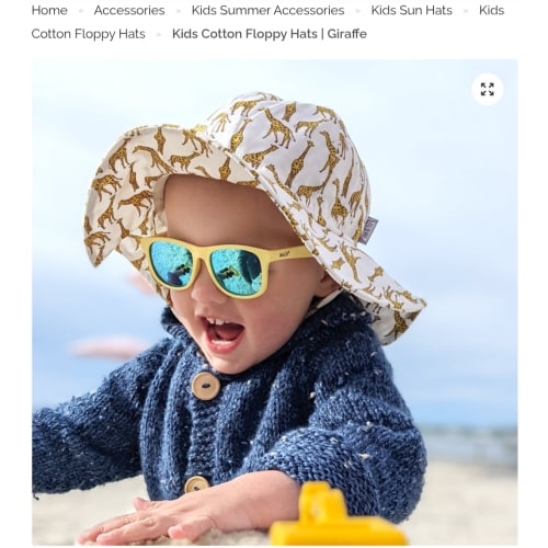 Kids Cotton Floppy Hats | Giraffe 50+ UPF | Jan & Jul