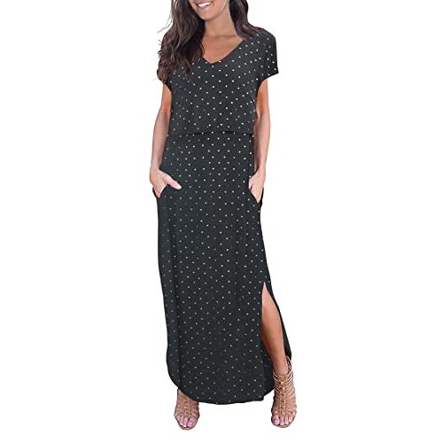 Smallshow Women's Maternity Nursing Dresses Split Long Dress for Breastfeeding