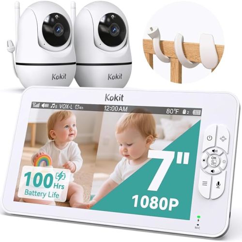Baby Monitor with Camera - No WiFi Split Screen for Twins